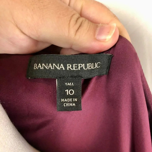 Banana Republic Tall Wrap Dress Plum Burgundy Jewel Tone 3/4 Sleeve Size 10 - Picture 9 of 12